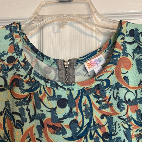 LuLaRoe Amelia NWT women’s teal floral pleated knee length dress size large - Picture 3 of 12